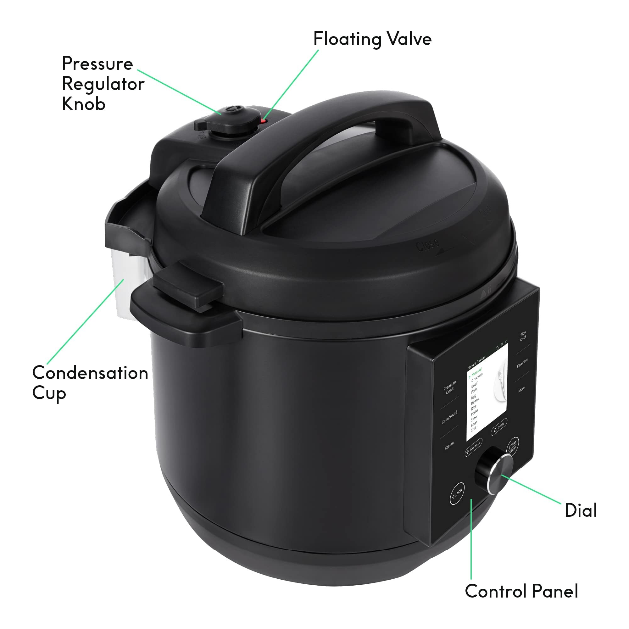 Pressure Cooker 10 Cooking 18 Features Built in Scale 1000 Presets Times Temps w App Rice Slow Electric MultiCooker Black